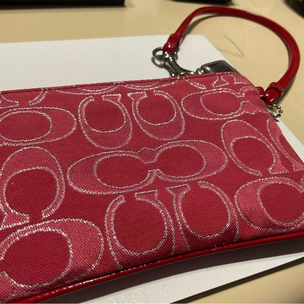 Coach Poppy Ruby Red and Silver Wristlet. - Picture 10 of 12